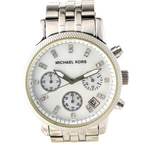 MICHAEL KORS Ritz Chronograph chrome date watch 5020 EUC